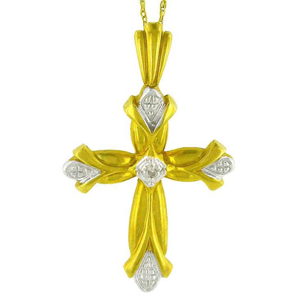 10K Yellow Gold .01 cttw Diamond Cross Pendant
