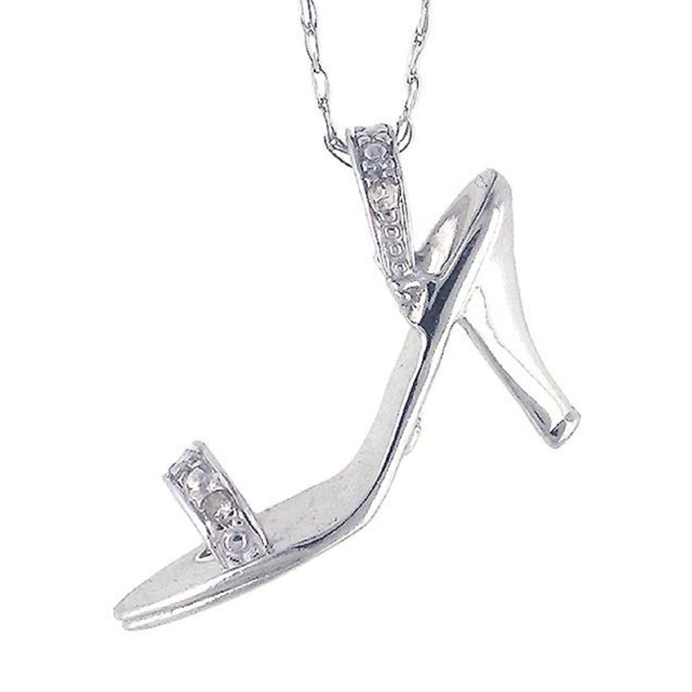 10K Yellow Gold Diamond Accent Shoe Drop Pendant
