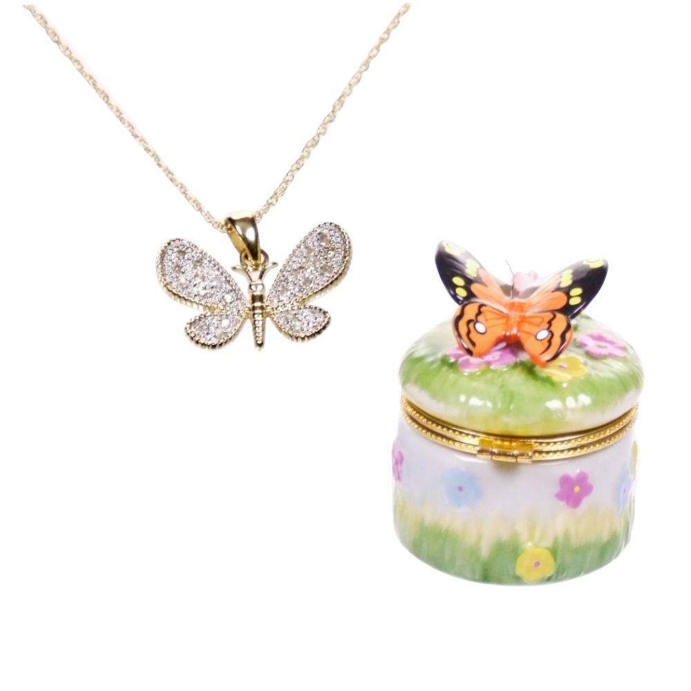 10k Gold Diamond Accent Butterfly Pendant