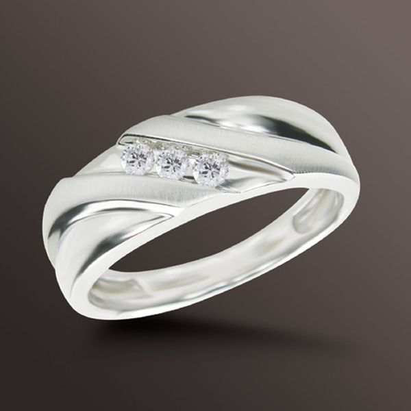 Mens Diamond Accent 3-Stone Ring. 10K White Gold at Sears.com