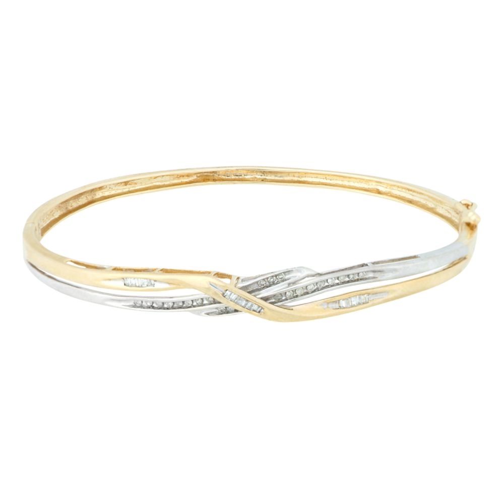 1/4 cttw Diamond Two-Tone Bypass Bangle Bracelet at Kmart.com