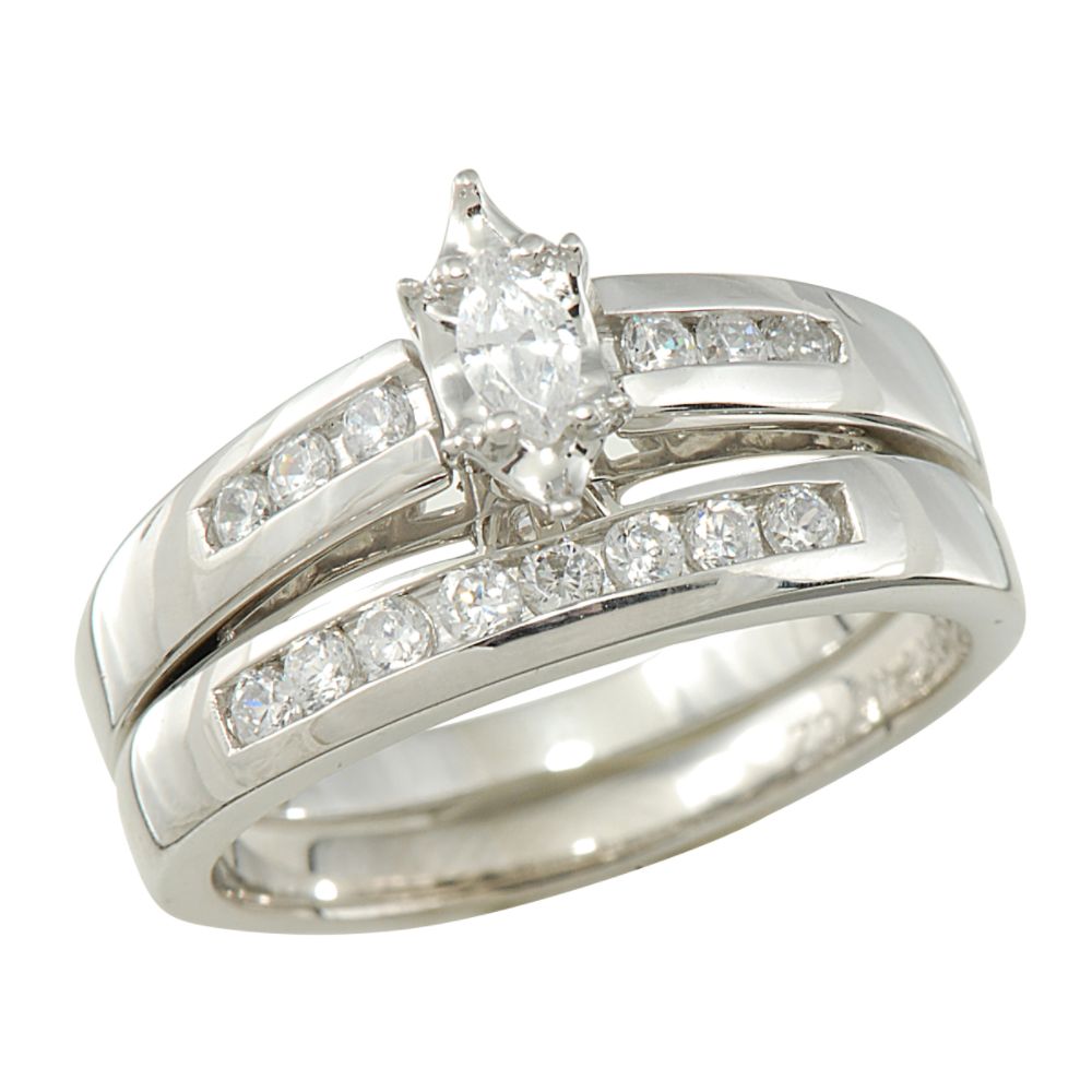 Tradition Diamond 1 2 cttw Marquise and Round Diamond Bridal Set in 14k 