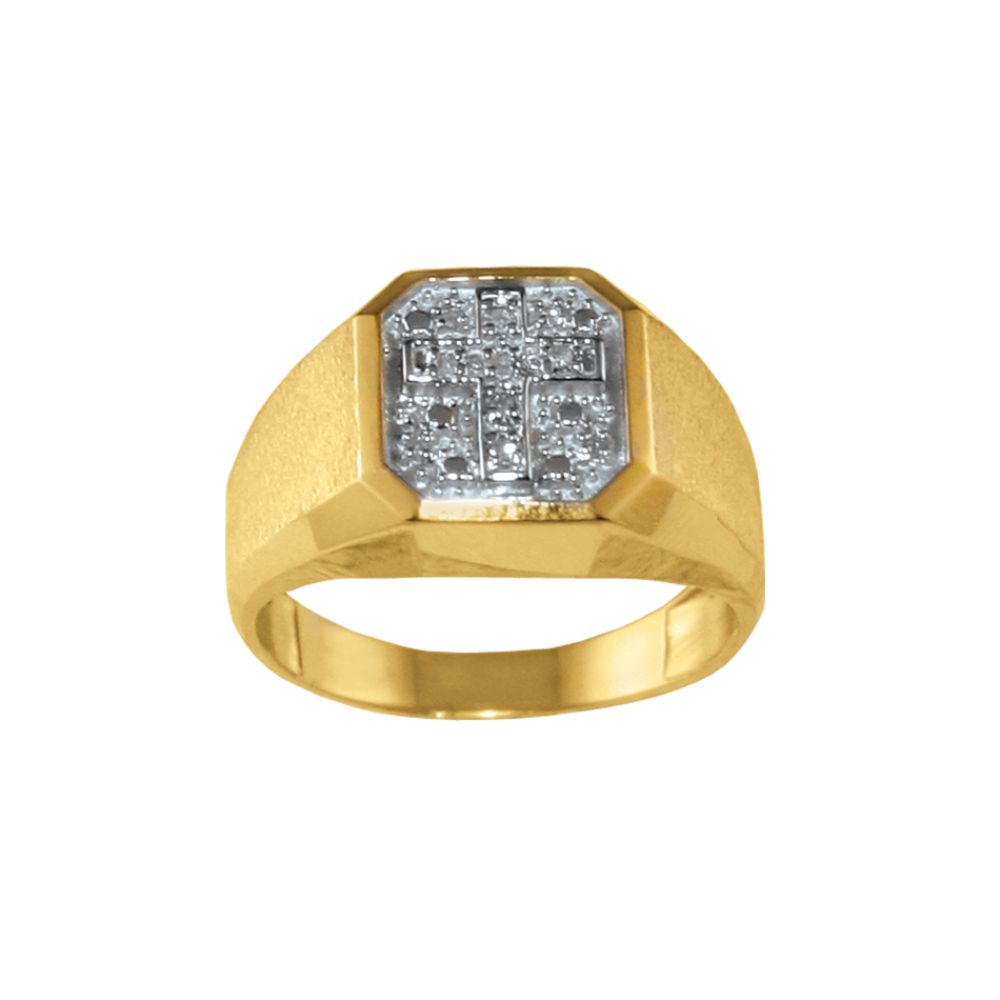 Mens Diamond and Cross Ring. 10K Yellow Gold at Sears.com
