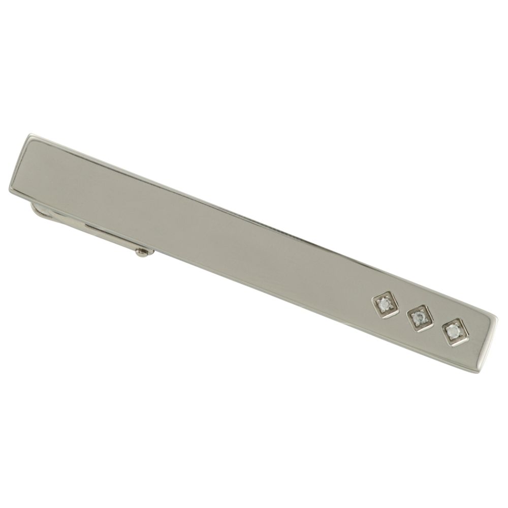Stainless Steel Tie Bar with Cubic Zirconia Accents at Sears.com