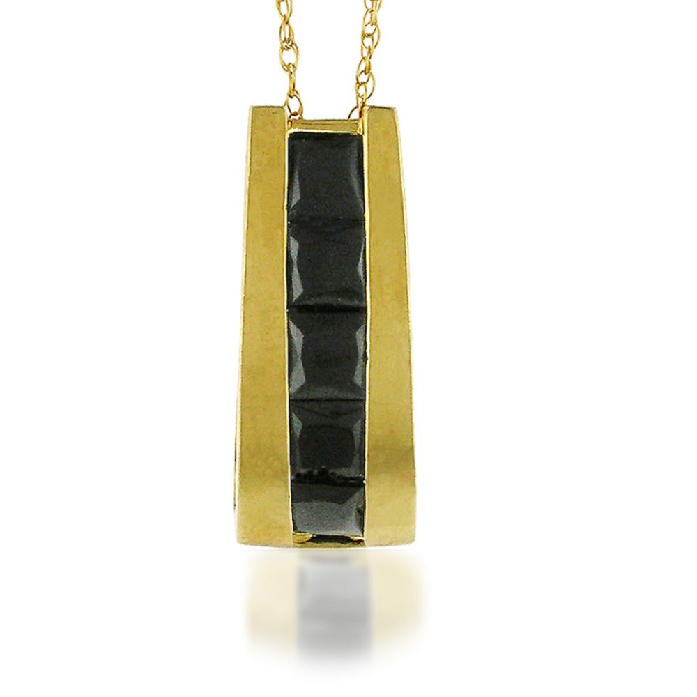 Black Onyx Pendant. 10k Yellow Gold