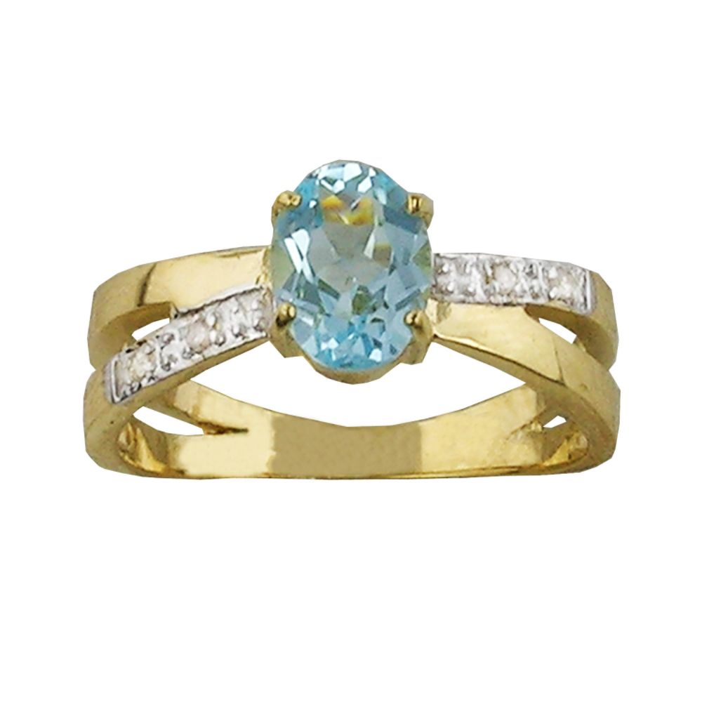 8x6MM Blue Topaz Oval and Diamond Accent Ring. 10K YG at Sears.com