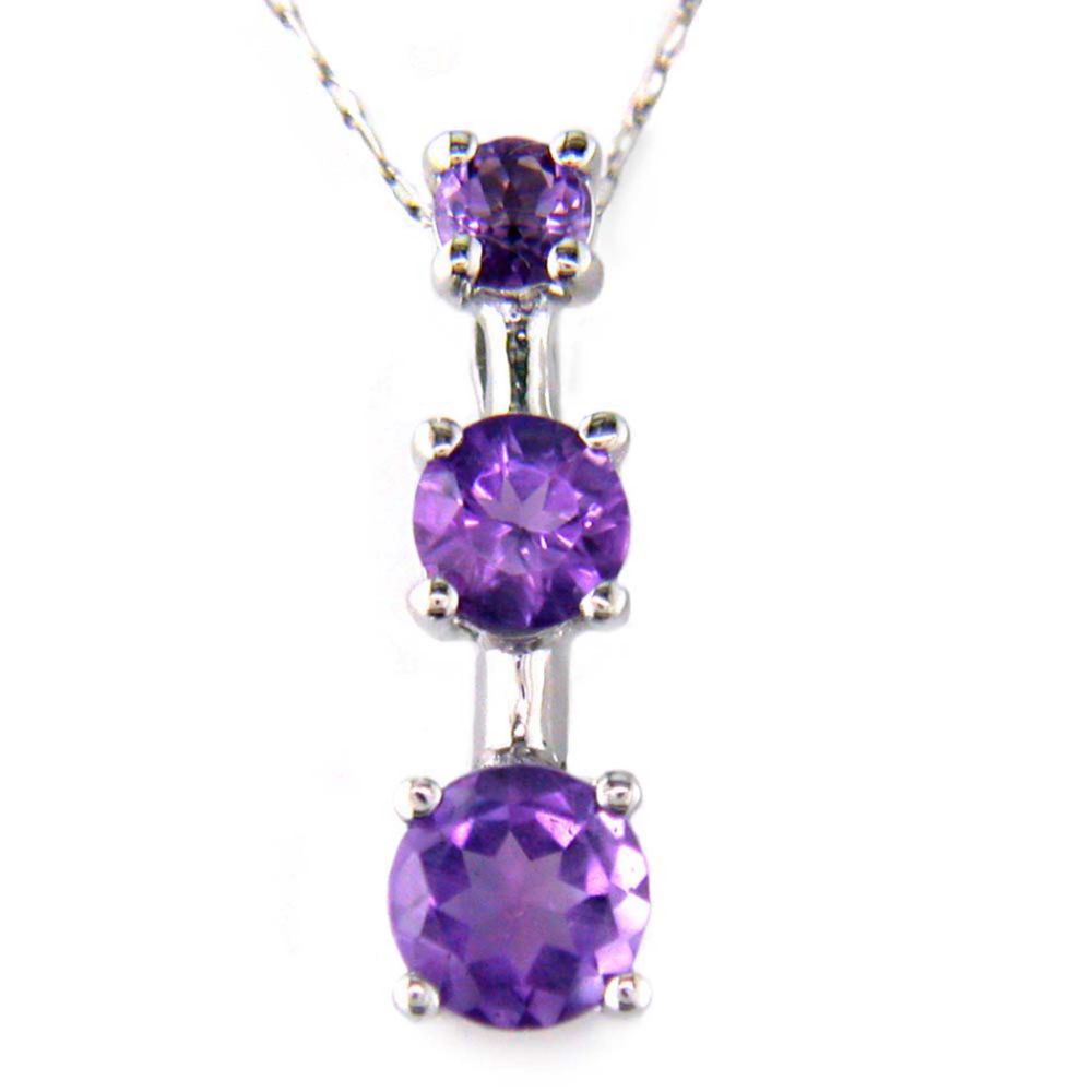 Amethyst Drop Pendant. 10k White Gold