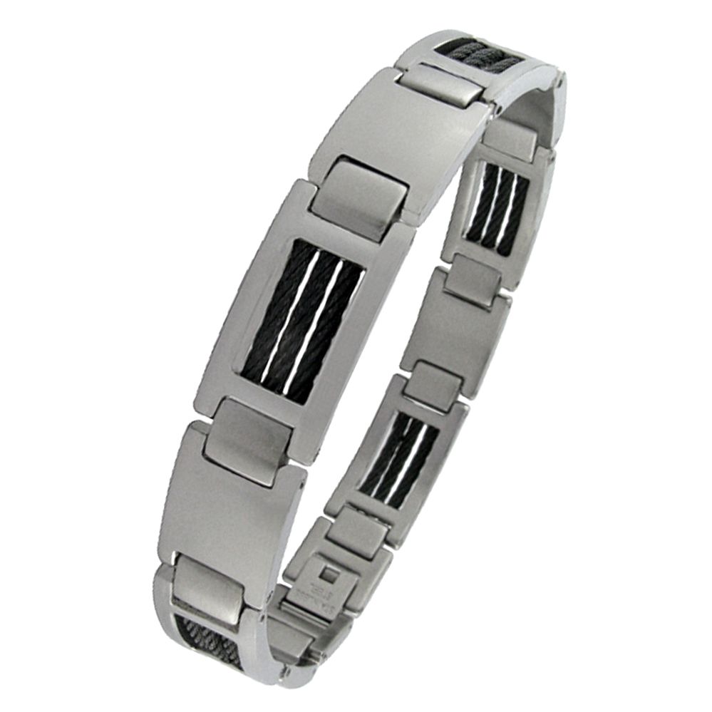 Men's Stainless Steel with Black Plating Cable Link Bracelet at Kmart.com
