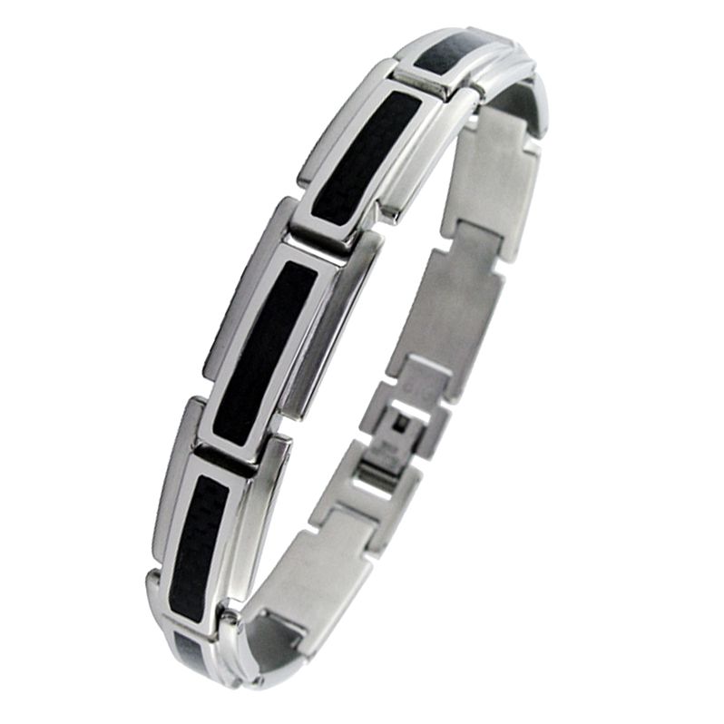 Men's Stainless Steel with Carbon Fiber Link Bracelet at Kmart.com