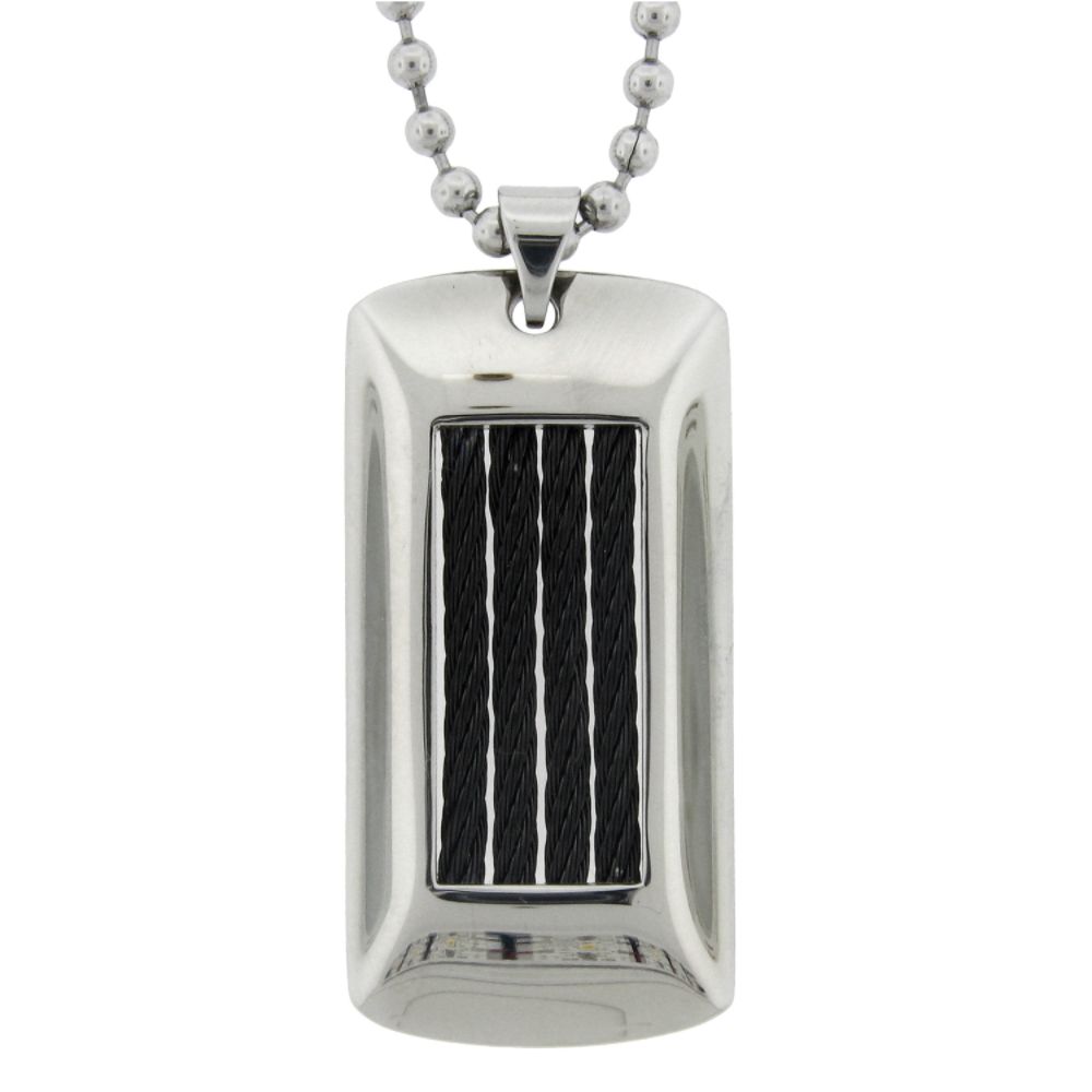 Men's Stainless Steel with Black Plating Cable Dog Tag on Chain at Kmart.com