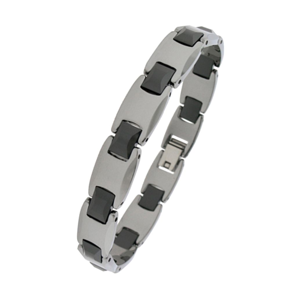 Men's Tungsten & Black Ceramic Link Bracelet