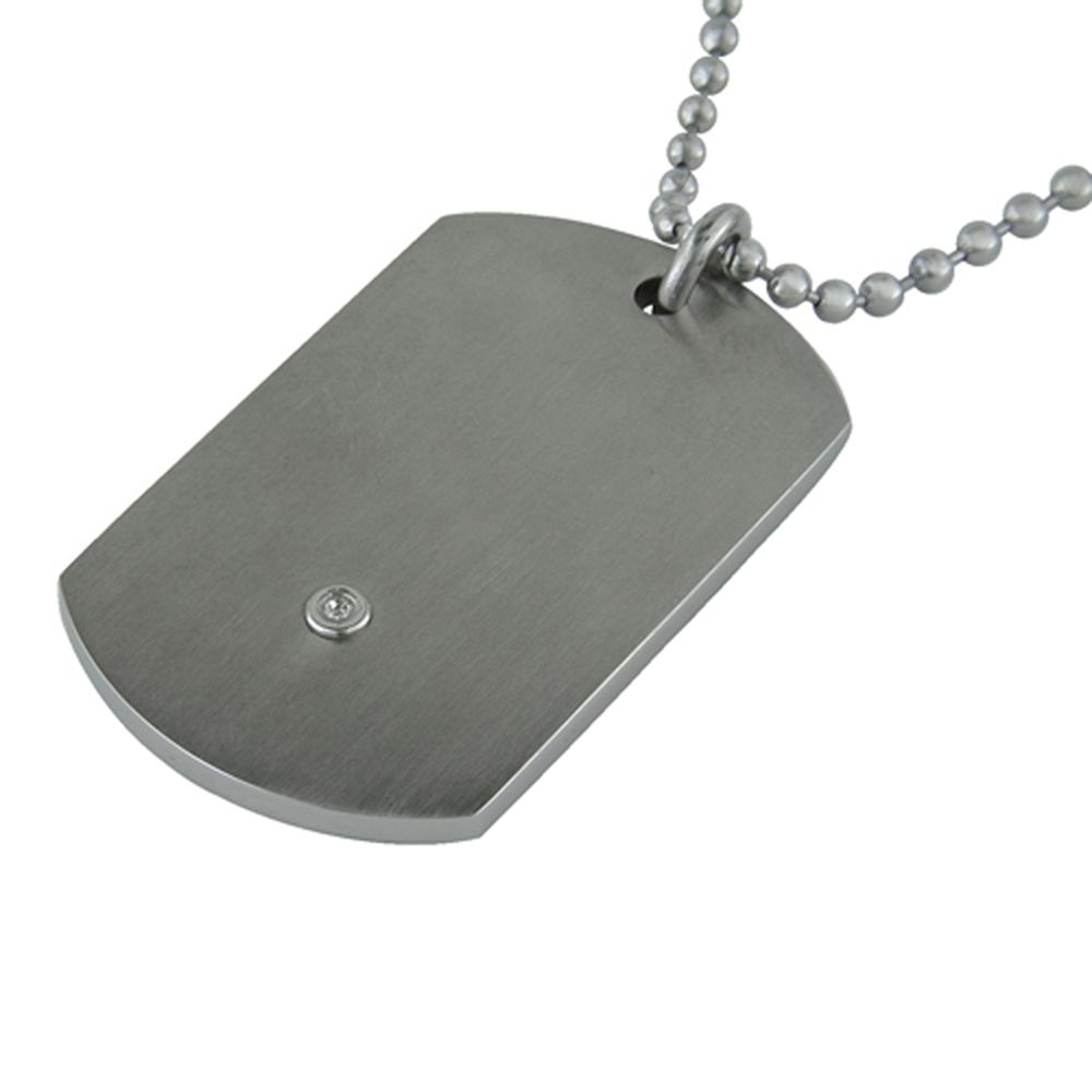 Men's Stainless Steel Dog Tag with Diamond Accent on Chain at Sears.com