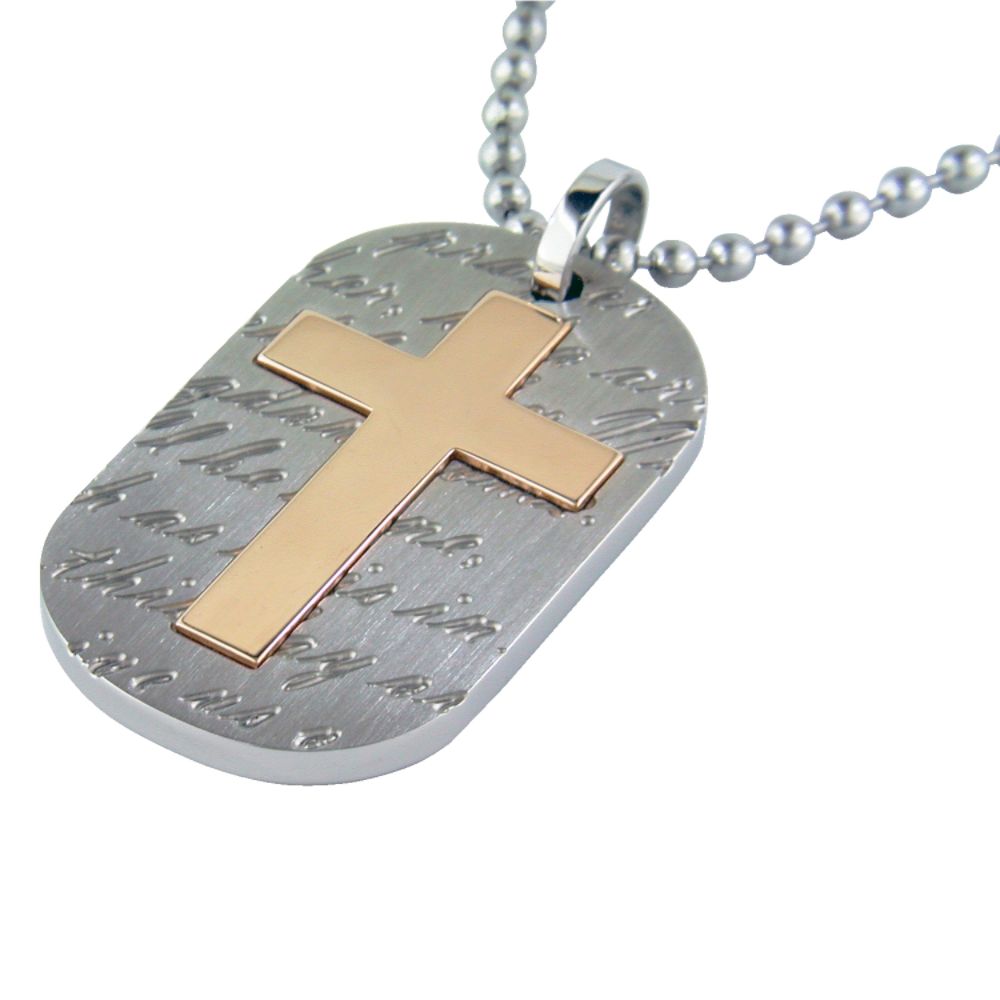 Men's Stainless Steel with Gold Plating Dog Tag with Prayer & Cross on Chain at Sears.com