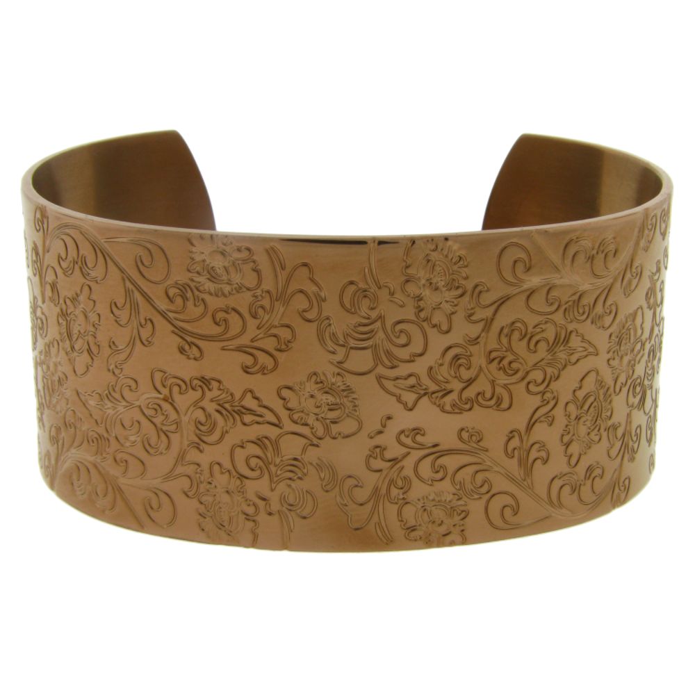 Women's Stainless Steel with Brown Plating Floral Design Cuff Bangle at Sears.com