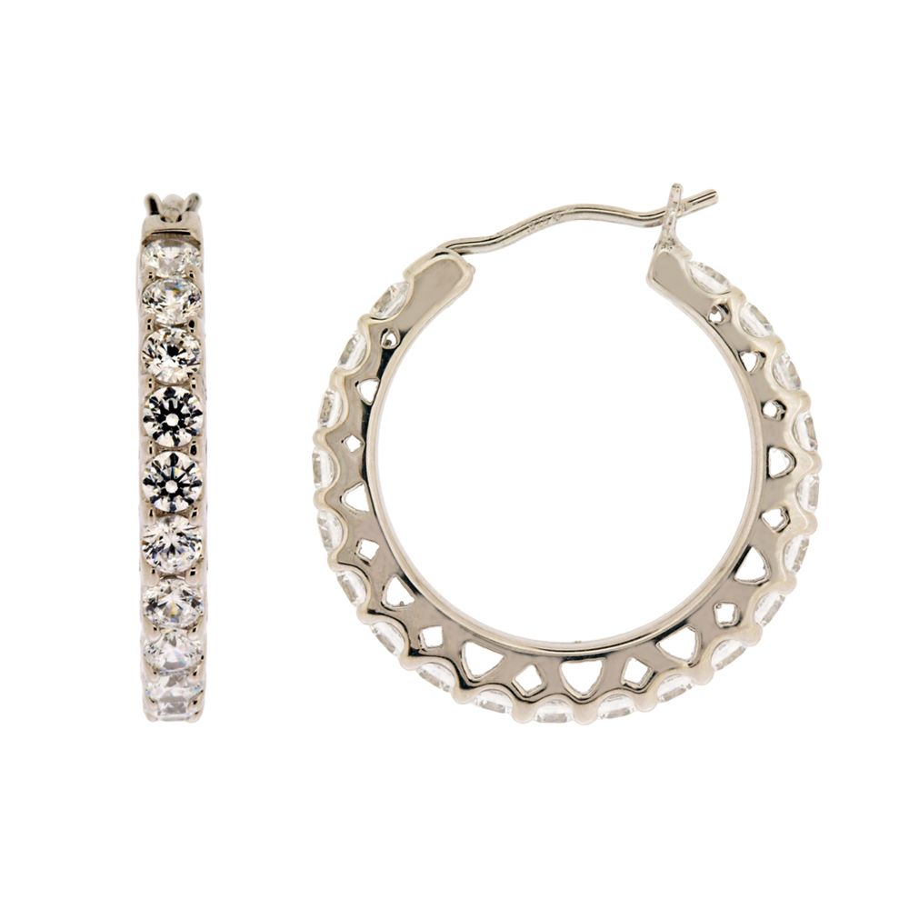 DIAMONBLISS Simulated Diamond Sterling Silver Hoop Earring