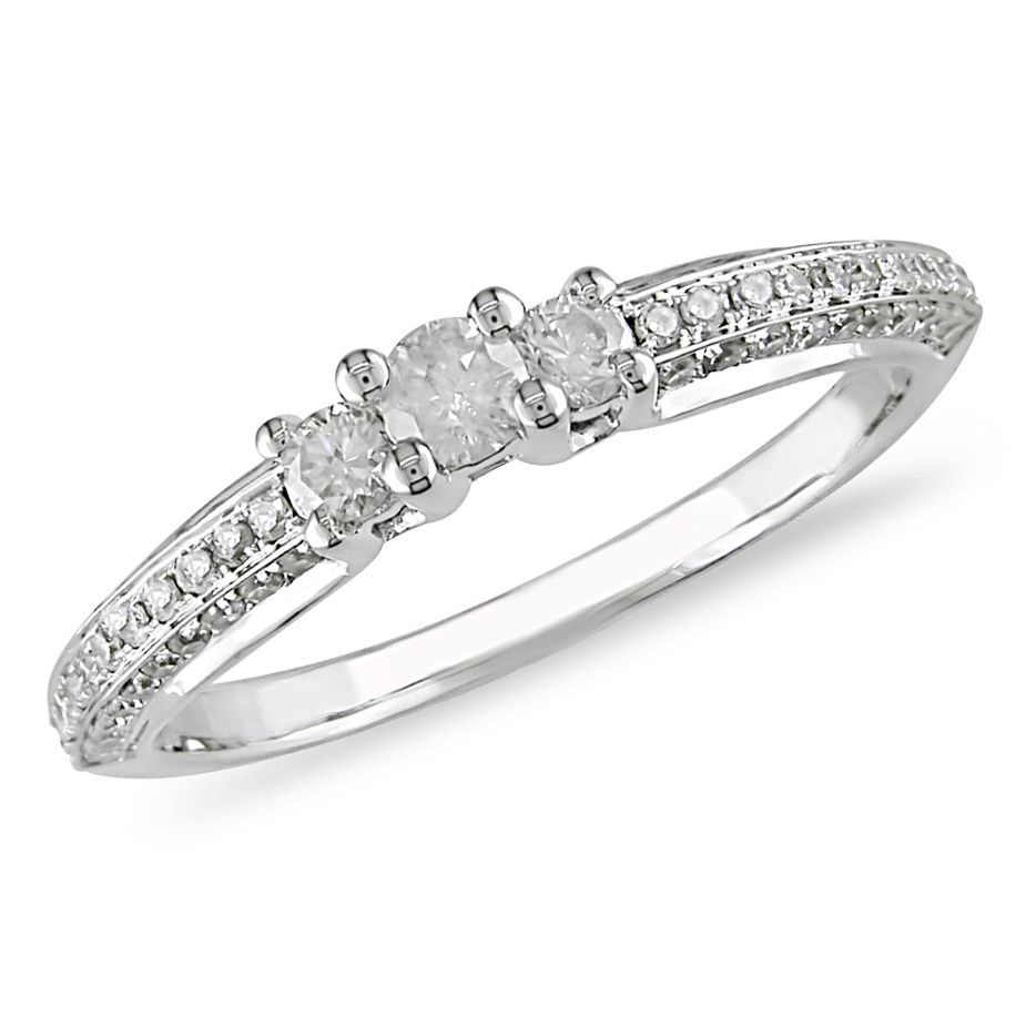 1/2 Ct. T.w. Diamond Three-stone Ring In 10K White Gold