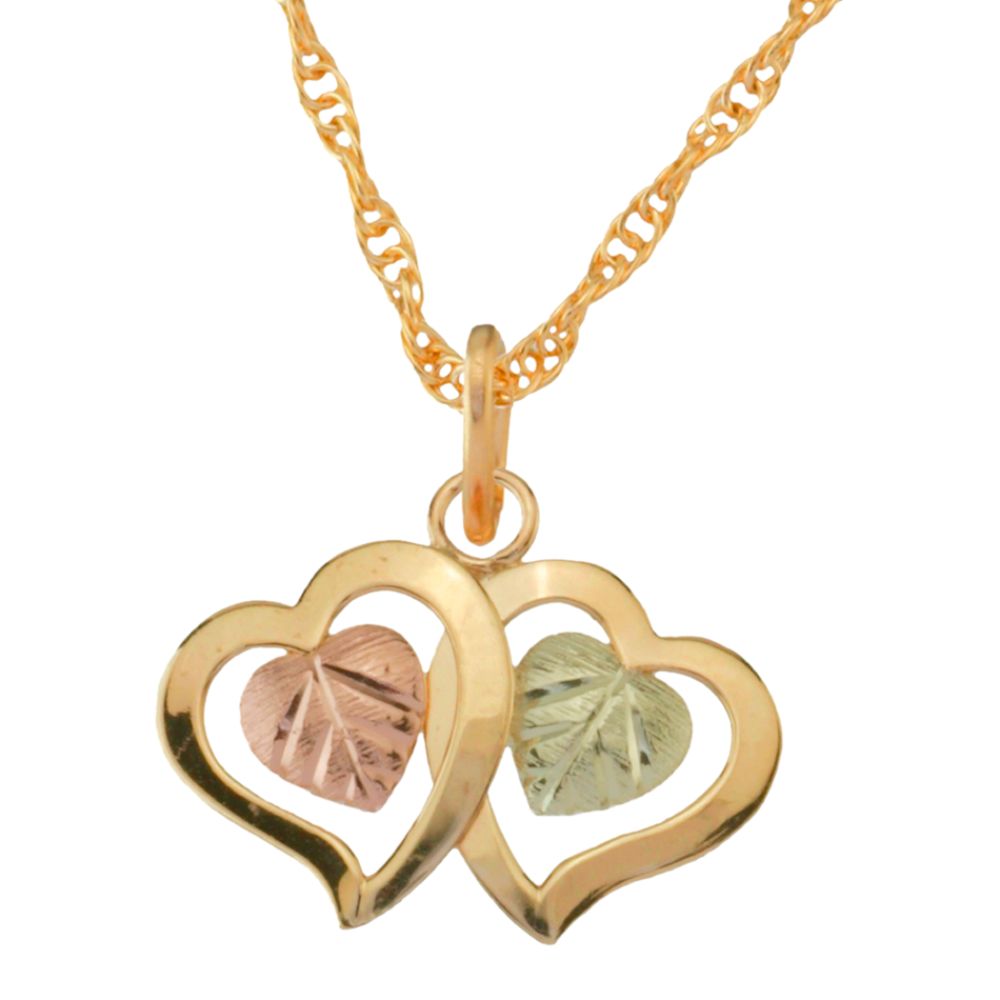 Black Hills Gold Tri-Color 10K Double Heart Pendant at Sears.com
