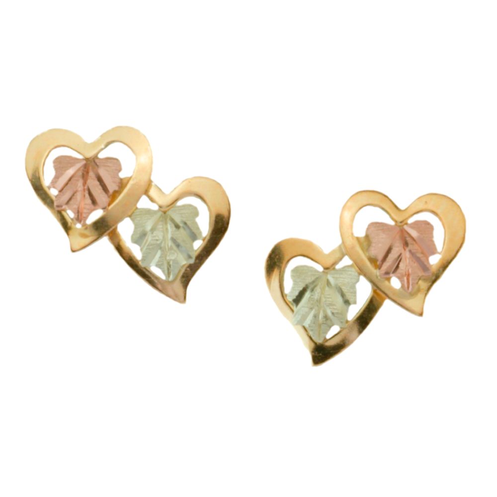 Black Hills Gold Tricolor 10K Gold Double Heart Earrings at Sears.com