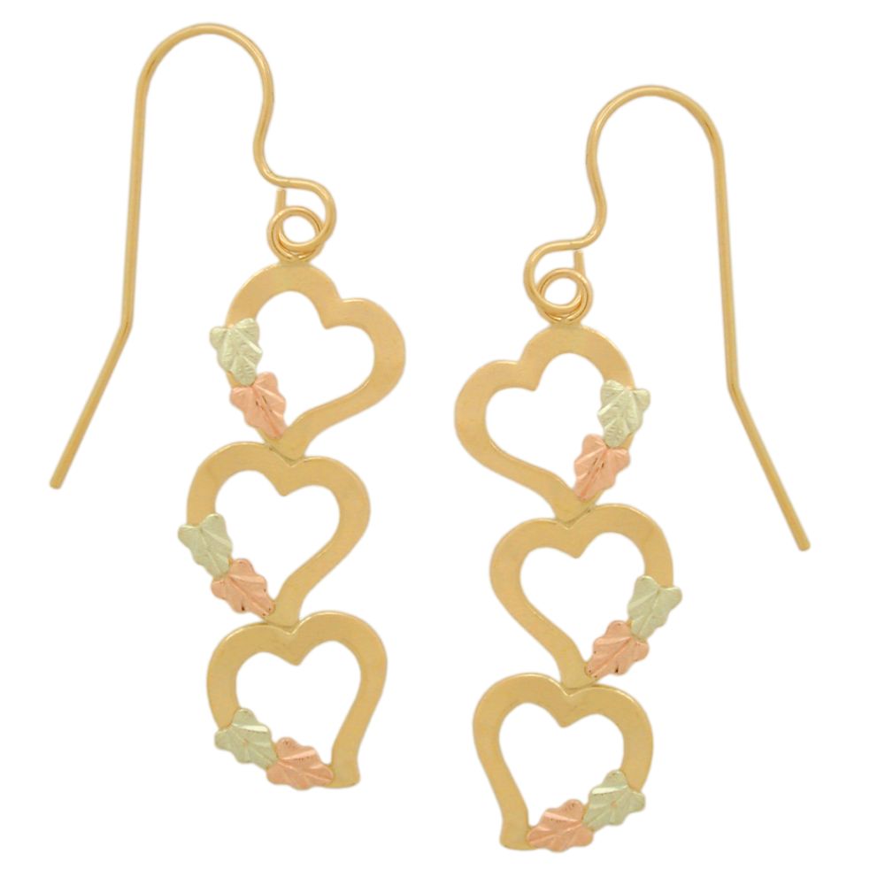 Black Hills Gold Tricolor 10K Triple Heart Earrings at Kmart.com
