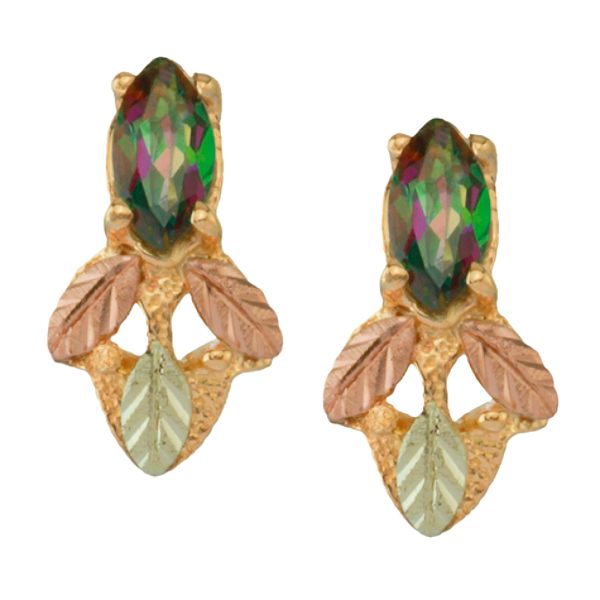 Black Hills Gold Tricolor 10k Mystic Fire Topaz Earrings