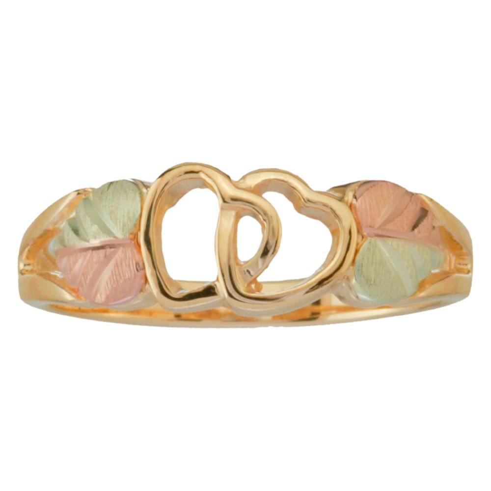 Black Hills Gold Tricolor 10K Gold Ladies' Interlocking Heart Ring at Sears.com