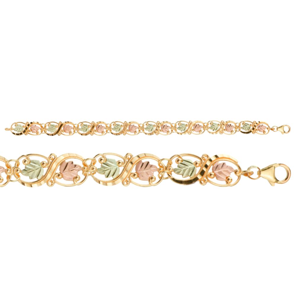 Black Hills Gold Tricolor 10K Figure-8 Bracelet