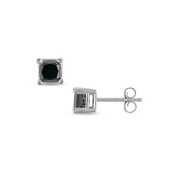 2 Ct. T.w. Black Princess-cut Diamond Solitaire Earrings In 14K White