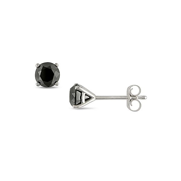 1 Ct. T.w. Black Diamond Solitaire Earrings In 14K White Gold