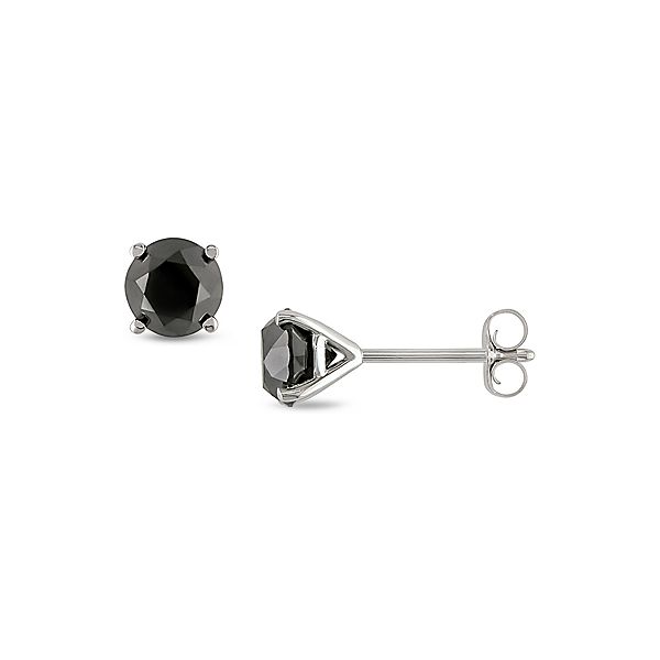 1-1/2 Ct. T.w. Black Diamond Solitaire Earrings In 14K White Gold