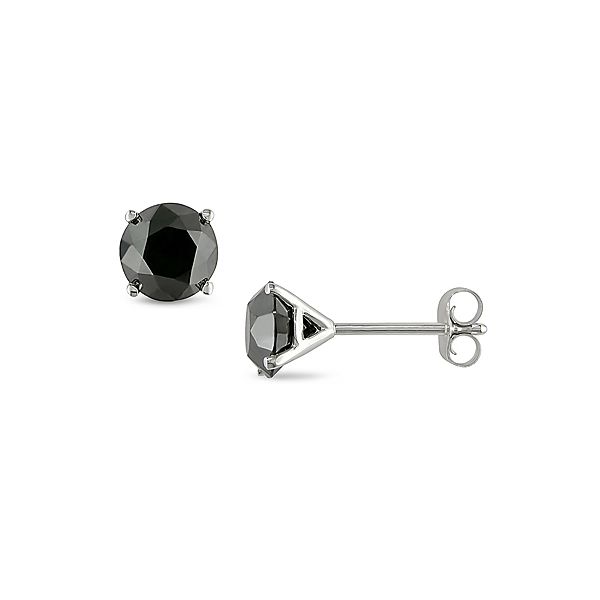 2 Ct. T.w. Black Diamond Solitaire Earrings In 14K White Gold