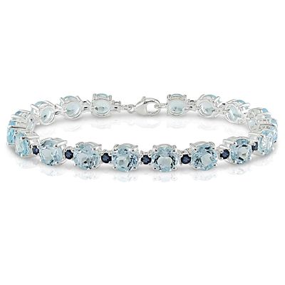Blue Topaz Bracelet Sterling Silver Sapphire Accents