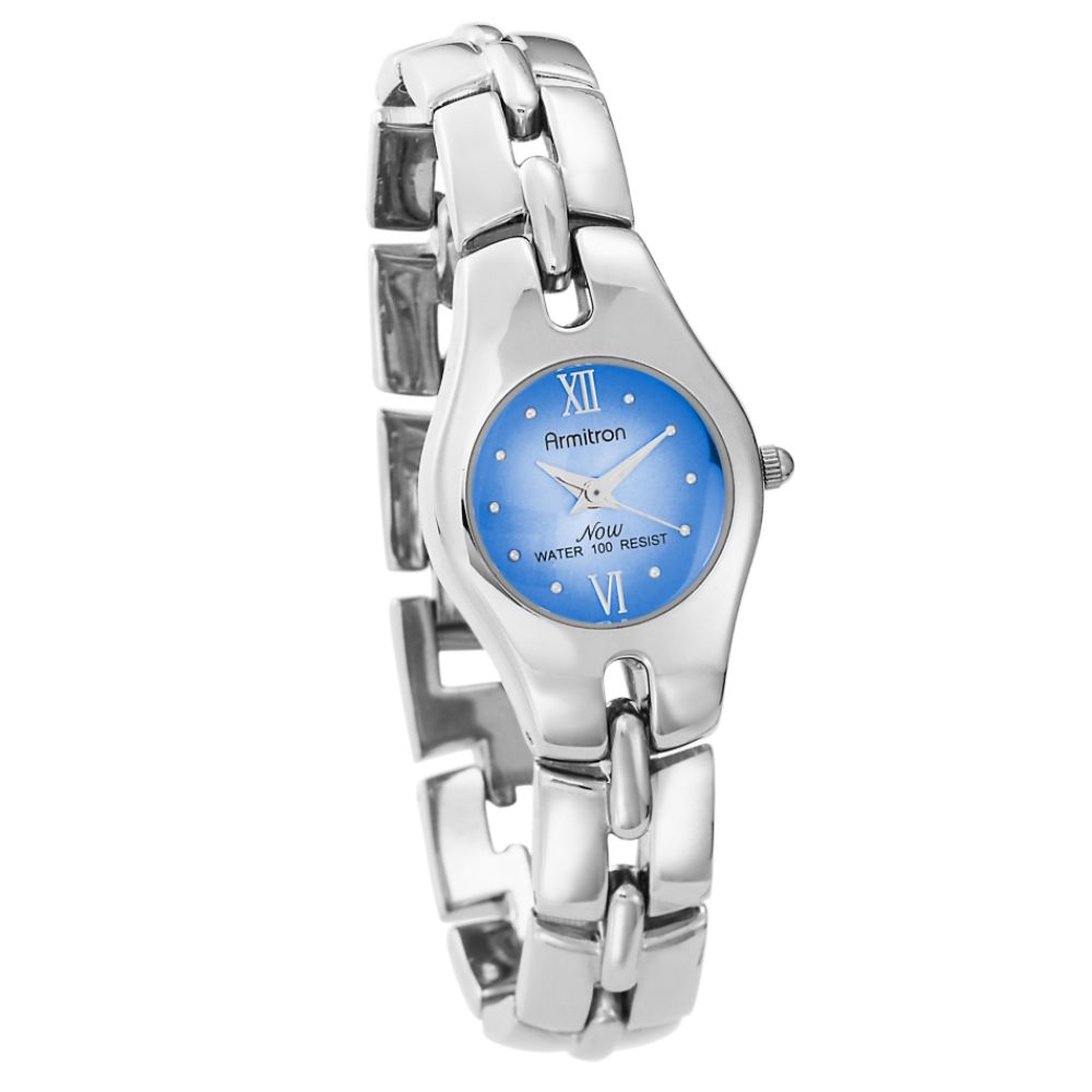 Armitron Ladies NOW Watch with Round Blue Degrade Dial & Silvertone Link Band
