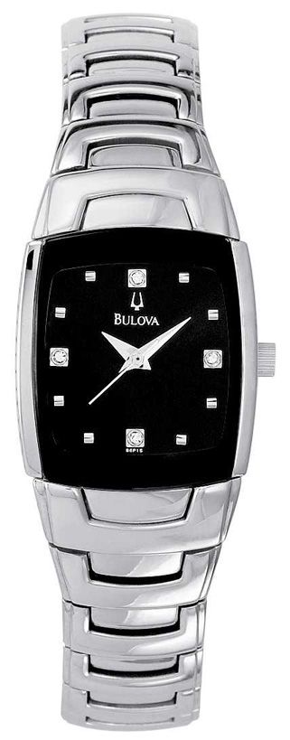 Bulova Ladies White Tone Stainless Steel Watch with Black Dial and Diamond Accents at Sears.com