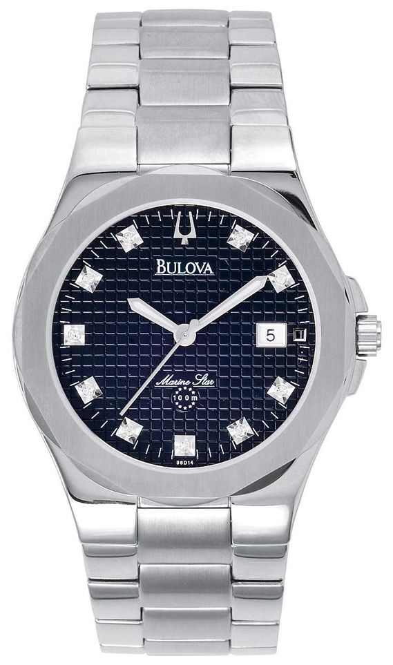 Bulova Mens Traditional Stainless Steel Watch with Black Dial and Diamond Accents at Sears.com