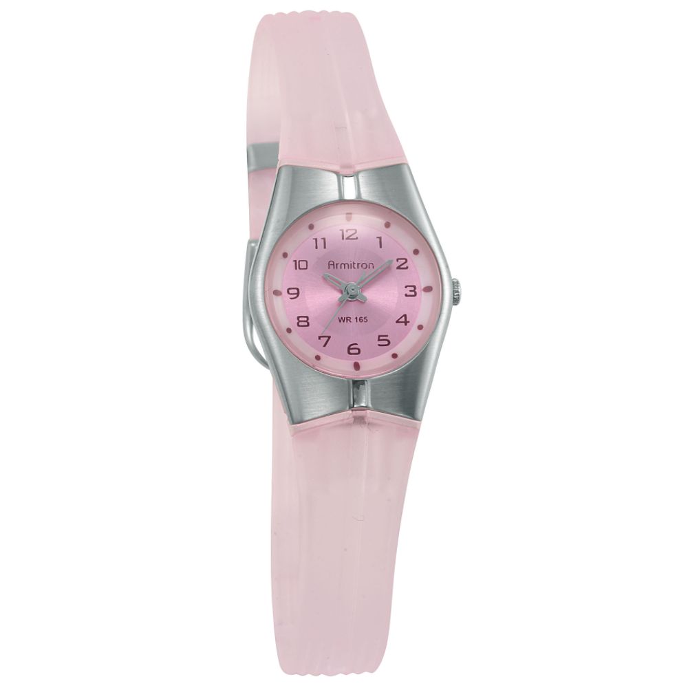 Armitron Ladies Analog Watch with Pink Dial, Steel Bezel and Pink Resin Band at Kmart.com