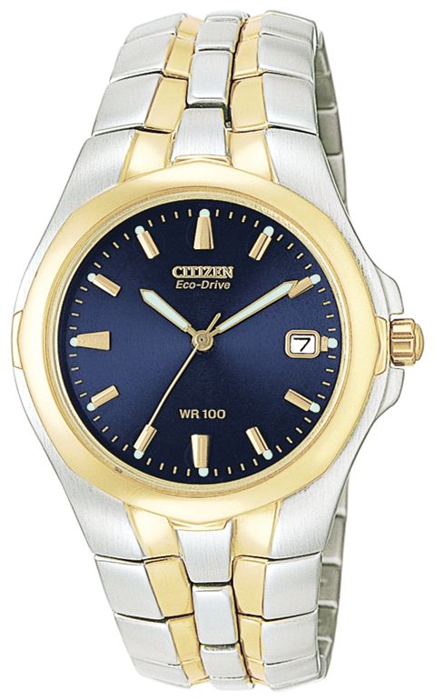 Citizen Mens Eco-Drive Calendar Date Watch with Round Blue Dial and Two Tone Link Band at Sears.com