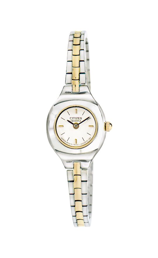 Citizen Ladies Two-tone Dress Watch with White Dial and Link Band