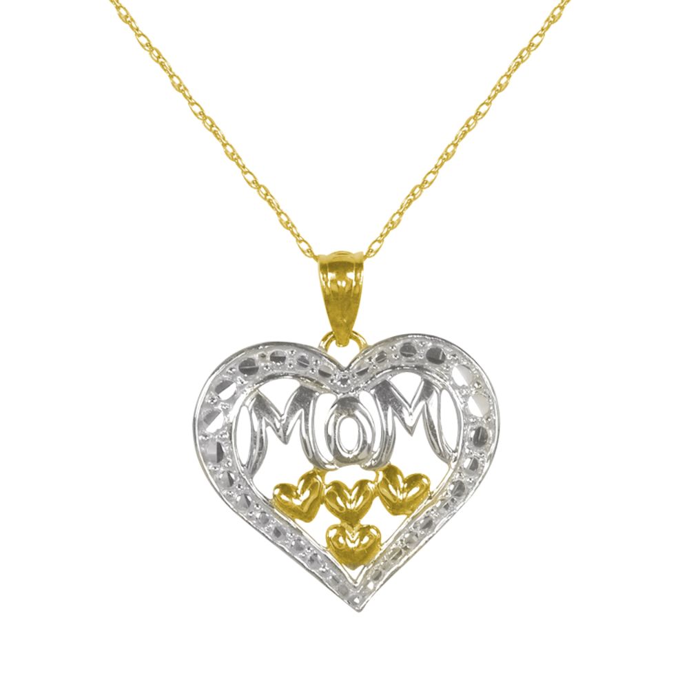 "Mom'' Heart Pendant with Heart Accents,