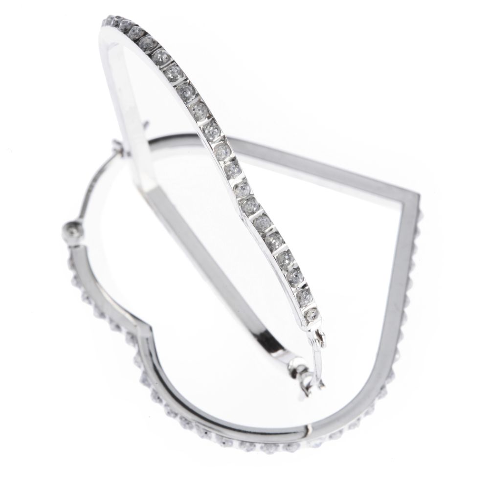 Diamond Fascination 14k White Gold Diamond Accent Floating Heart Hoop Earrings at Sears.com
