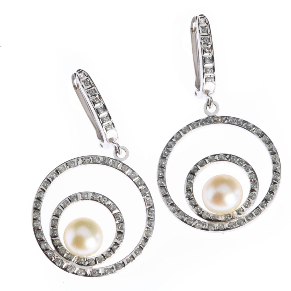 Diamond Fascination 14k White Gold Diamond Accent and Cultured Pearl Circle ...