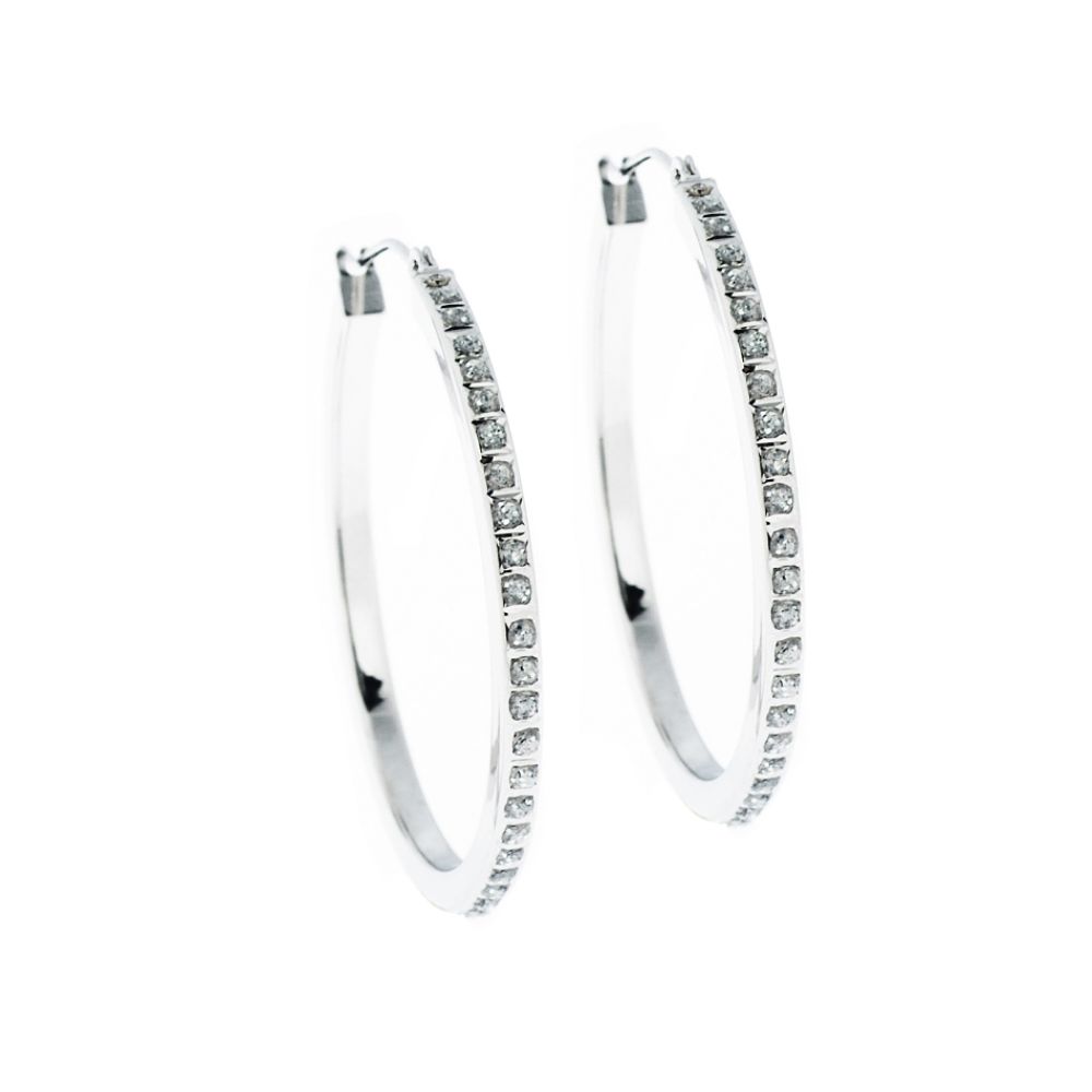Diamond Round Hoop Earrings. 14K White Gold at Sears.com