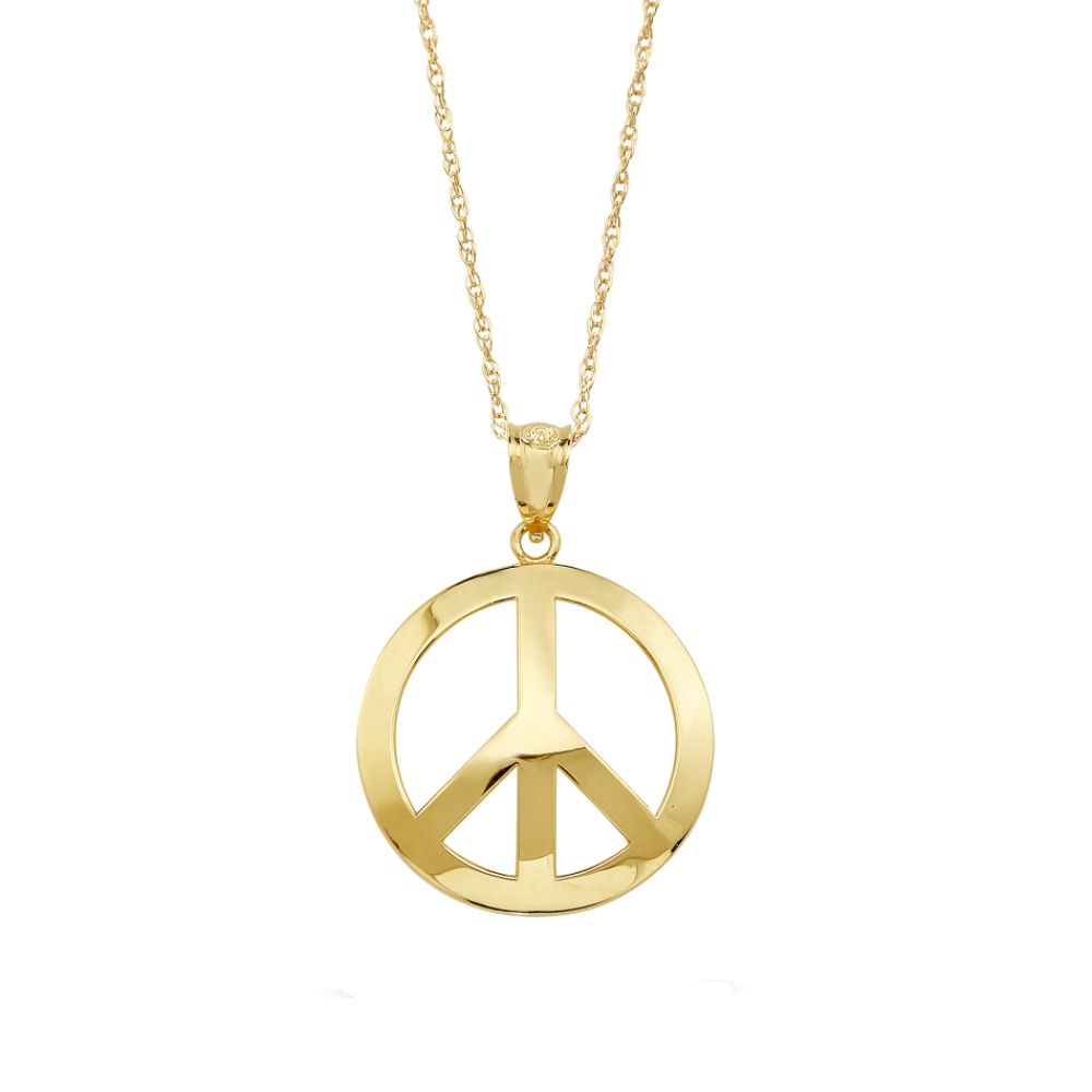 High Polished Peace Pendant. 10K Yellow Gold