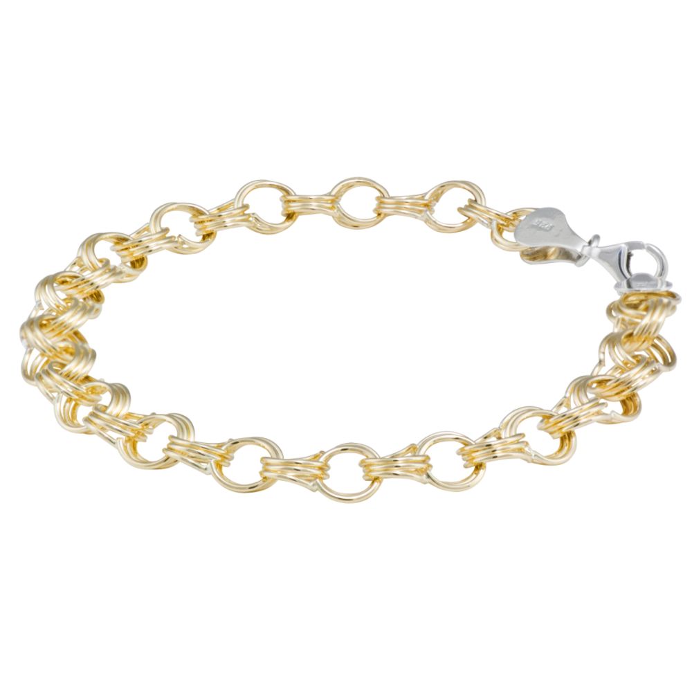 Garibaldi 7.3MM Link Bracelet. 14K Yellow Gold Over Sterling Silver