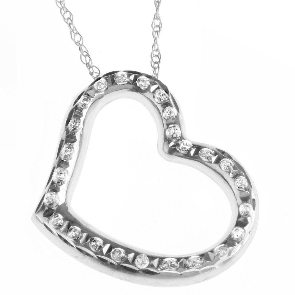 Diamond Fascination "14Kt. White Gold Diamond Accent Floating Heart ...