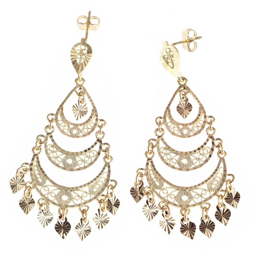 10K Yellow Gold Diamond Cut Chandelier Dangle Earrings at Sears.com