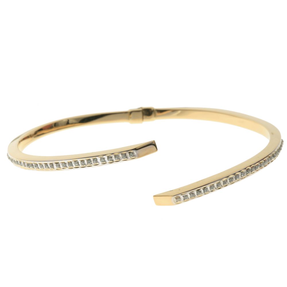Diamond Fascination 14k Yellow Gold Diamond Accent Bypass Hinged Bangle Bracelet at Kmart.com