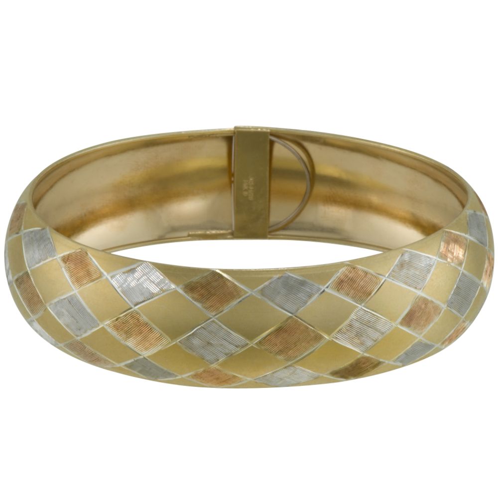 Diamond Cut Tri-Color Bangle in 14K Gold & Sterling Silver at Sears.com