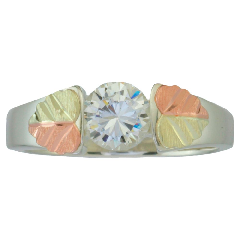 Black Hills Gold 12K Tricolor Gold & Sterling Silver CZ Solitaire Ring at Sears.com