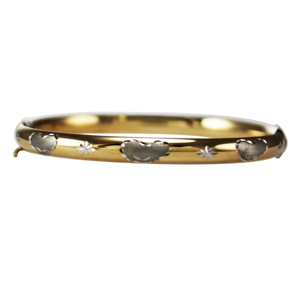 10K Yellow Gold and Sterling Silver Heart Bangle at Sears.com