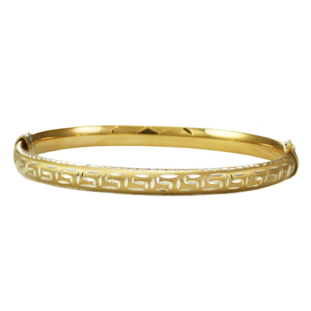 10K Yellow Gold and Sterling Silver Greek Key Bangle at Sears.com